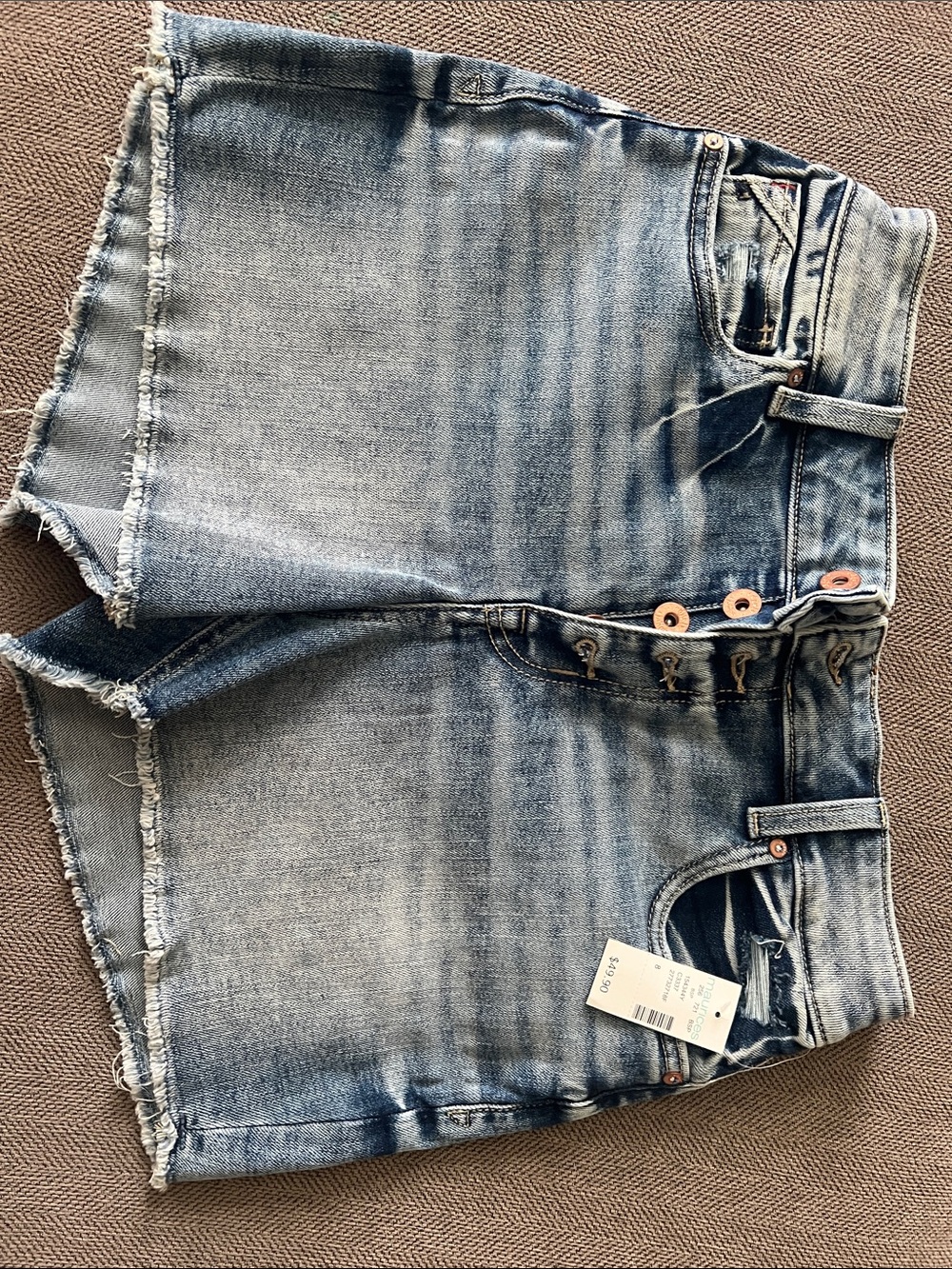 Maurices Light Blue Washed Denim Shorts with Frayed Hem